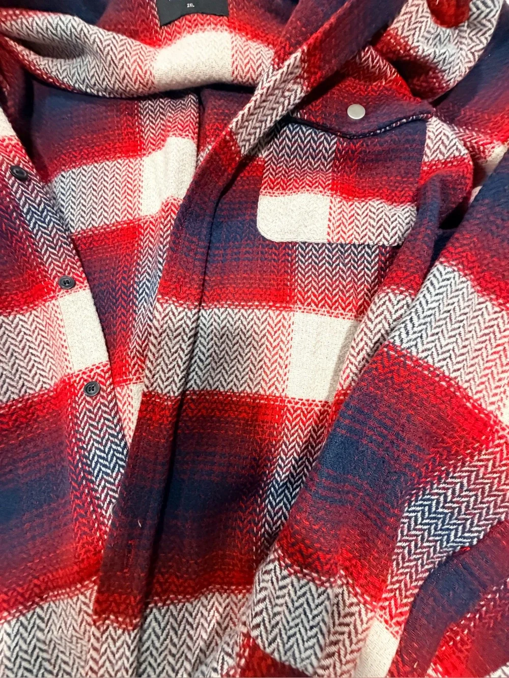 Richie Le Men’s Plaid Jacket Men's//  Red, Navy & Cream Lightweight Shirt Jacket